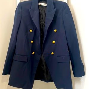 Zara Navy Blue Double-Breasted Jacket M (New)